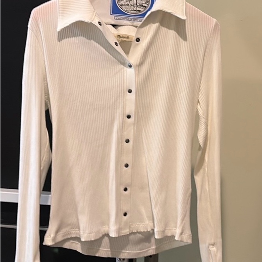 Madewell Cream Long Sleeve Button Down Shirt